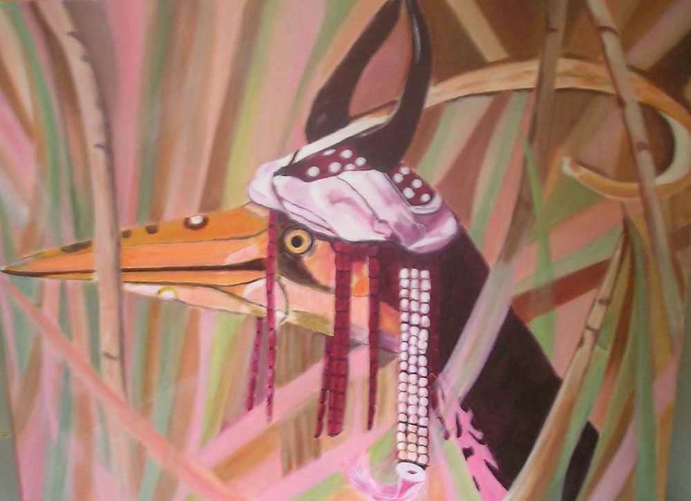 12 purperreiger acryl uit kinderboek 12 purperreiger acryl uit kinderboek